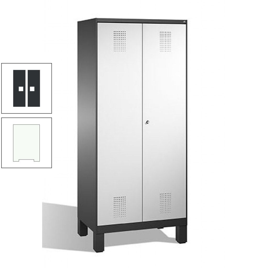Mehrzweckschrank, Doppeltüren, auf Füßen, 2 Abteile a 400 mm, Korpus anthrazitgrau, Tür anthrazitgrau, 1.850 x 800 x 500 mm (HxBxT)