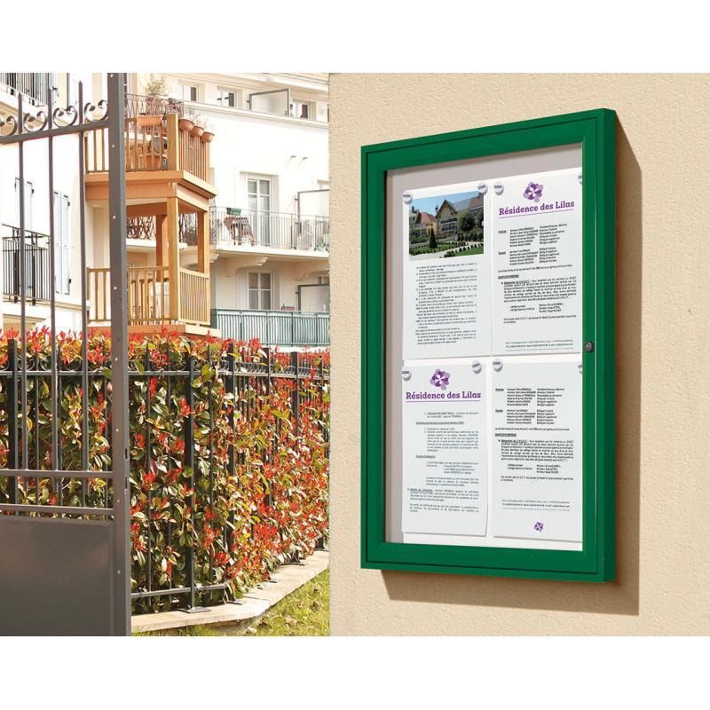 Schaukasten - Einflügeltür - 4xA4 - Hochformat - 750 x 550 x 30 mm (HxBxT) - enzianblau - Infokasten - Präsentationsvitrine