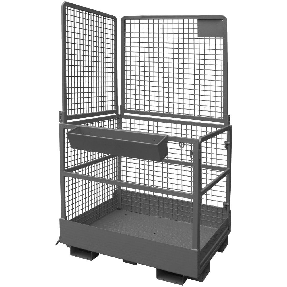 Arbeitsbühne, Arbeitsplattform Eichinger, Drahtgitter, 2 Personen, für Frontstapler, rutschsicher, 2.280 x 1.290 x 1.265 mm (HxBxT), anthrazitgrau