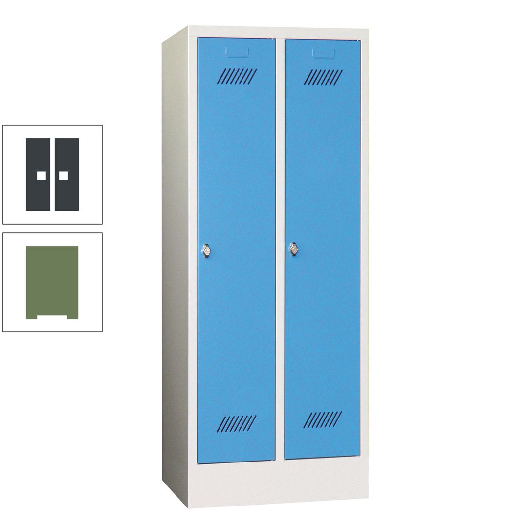 Spindschrank f. Schulen - mit Sockel - Höhe 1.600 mm - 2 Abteile a 300 mm - Drehriegel - anthrazitgrau
