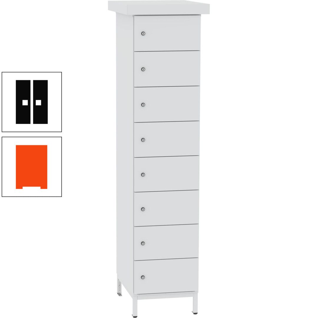 Akkuschrank, Batterieladeschrank, 8 Fächer, Schutzart IP54, Schuko, 1.855 x 400x 570 mm (HxBxT), Korpusfarbe anthrazitgrau, Frontfarbe anthrazitgrau