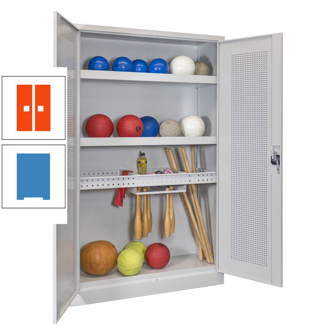 Sportschrank - Lochfeldtüren - Variante 2 - 1.950x1.200x500 mm (HxBxT) - anthrazitgrau