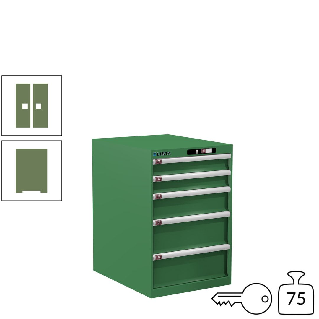 Lista Schubladenschrank - 14.399.010 - 850x564x725 mm (HxBxT) - 5 Schubladen - 75 kg - Key Lock - lichtblau (RAL 5012)