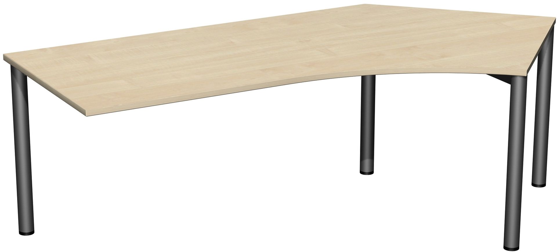 Winkel-Schreibtisch - Winkel rechts - 4-Fuß Flex - 720 x 2.166 x 1.130 mm (HxBxT) - Gestell anthrazit - Ahorn