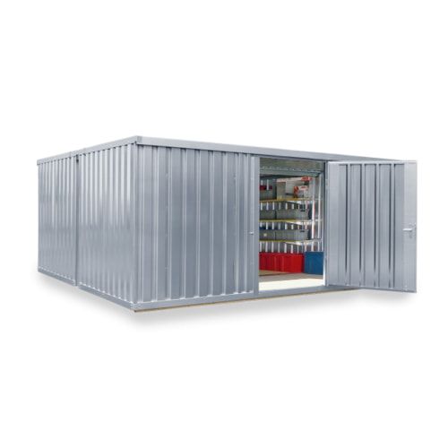 Container vormontiert, Lagercontainer, Schnellbaucontainer, Materialcontainer, Baucontainer, 2.150 x 5.080 x 4.340 mm (HxBxT), Holzfußboden