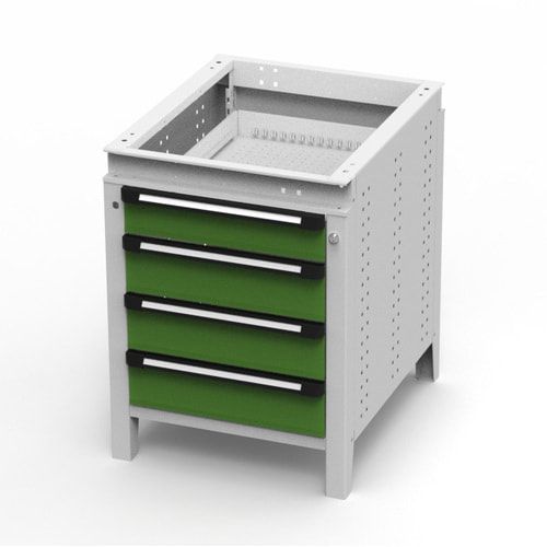 OTTOKIND Werkbank - Arbeitsplatte bündig - 850 x 605 x 750 mm (HxBxT) - 4 Schubladen - lichtgrau