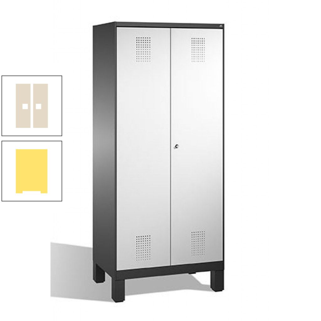 Mehrzweckschrank, Doppeltüren, auf Füßen, 2 Abteile a 400 mm, Korpus anthrazitgrau, Tür anthrazitgrau, 1.850 x 800 x 500 mm (HxBxT)