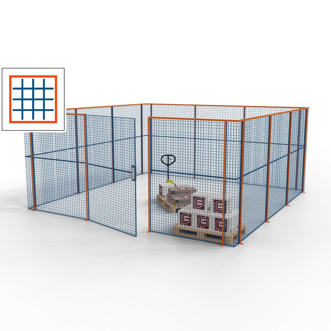 Maschinen Schutzgitter - Hallentrennwand - Sicherheitszaun - Tür - 18 m - 2.200 x 4.900 x 4.900 mm (HxBxT) - enzianblau