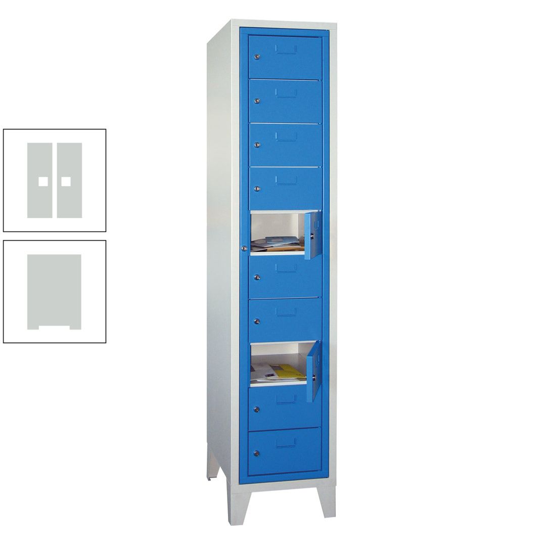 Schließfachschrank - Wäscheausgabeschrank - 10 Fächer a 315 mm - 1.850x400x500 mm (HxBxT) - Füße - Zylinderschloss - anthrazitgrau