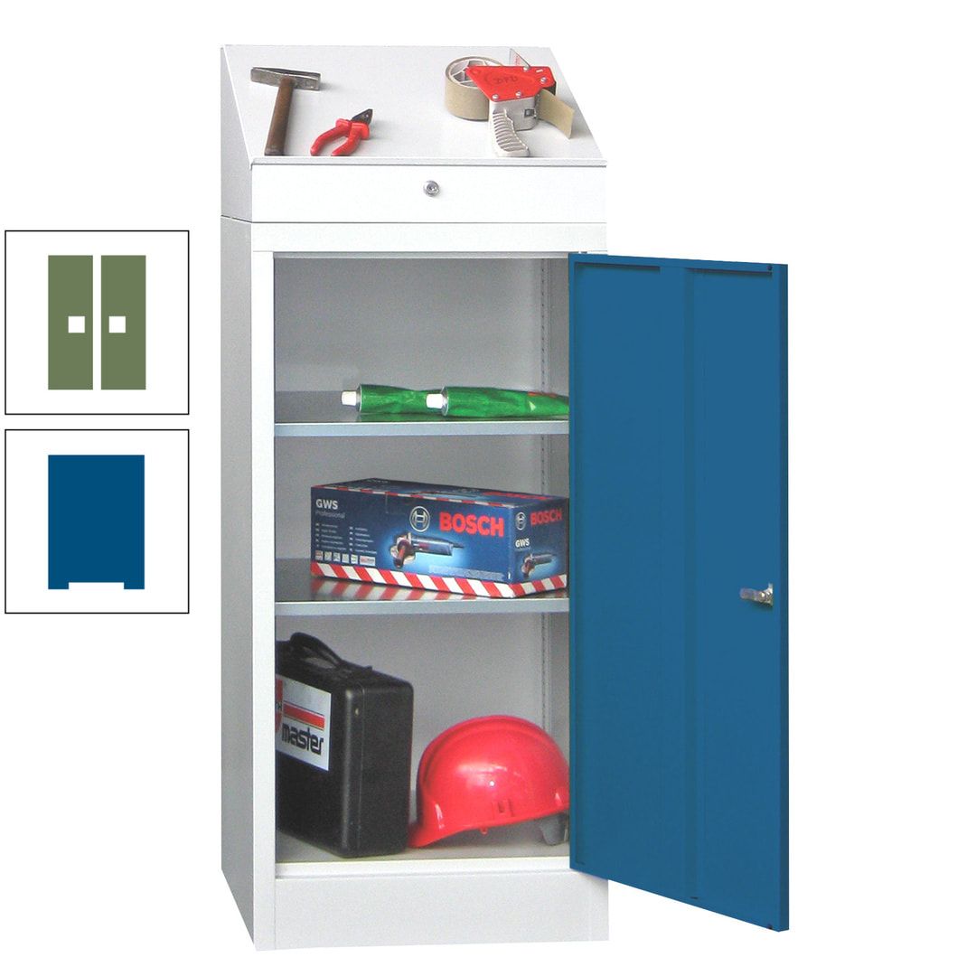 Stehpult mit Schrank - Vollblechtür - Zylinderschloss - 1.270x500x500 mm (HxBxT) - anthrazitgrau