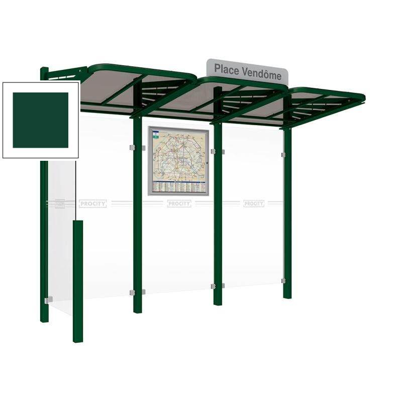 Buswartehalle - Unterstand - modular - Fahrplankasten - Haltestellenschild - Seitenwand links- 2.200 x 3.000 x 1.500 mm (HxBxT) - enzianblau