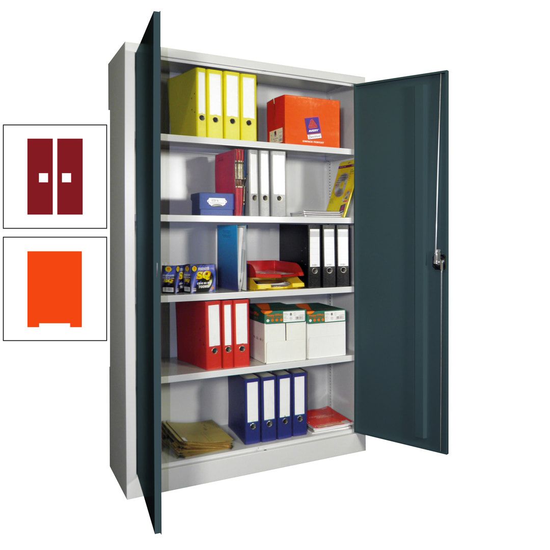 Aktenschrank - Vollblechtüren - 1.950x1.200x400 mm (HxBxT) - 4 Einlegeböden verzinkt - Zylinderschloss - anthrazitgrau