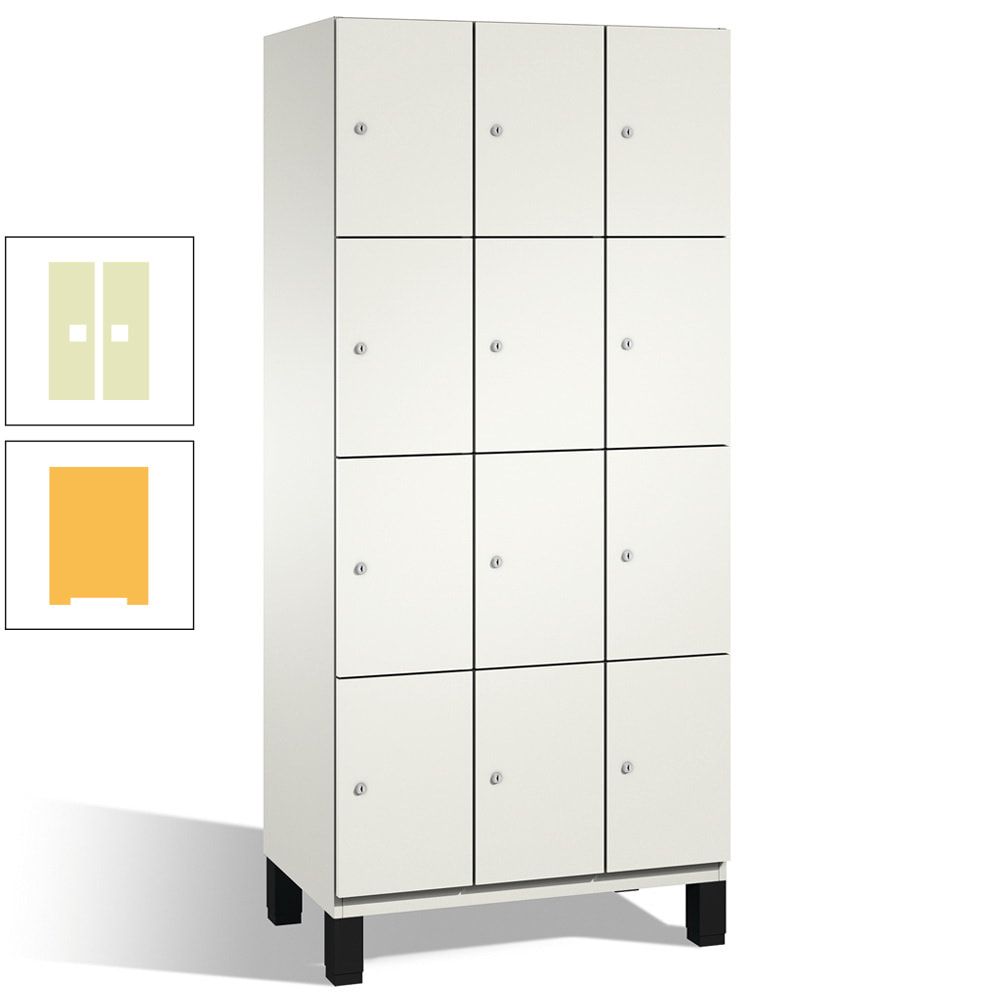 Fächerschrank, Stahlschrank, 12 Fächer, Türöffnungsbegrenzer, mit Füßen, Korpus lichtgrau, Tür anthrazitgrau, 1.980 x 900 x 525 mm (HxBxT)