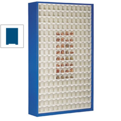Magazinschrank mit Sichtlagerkästen - 2.000x1.270x250 mm - 154 Kästen - enzianblau