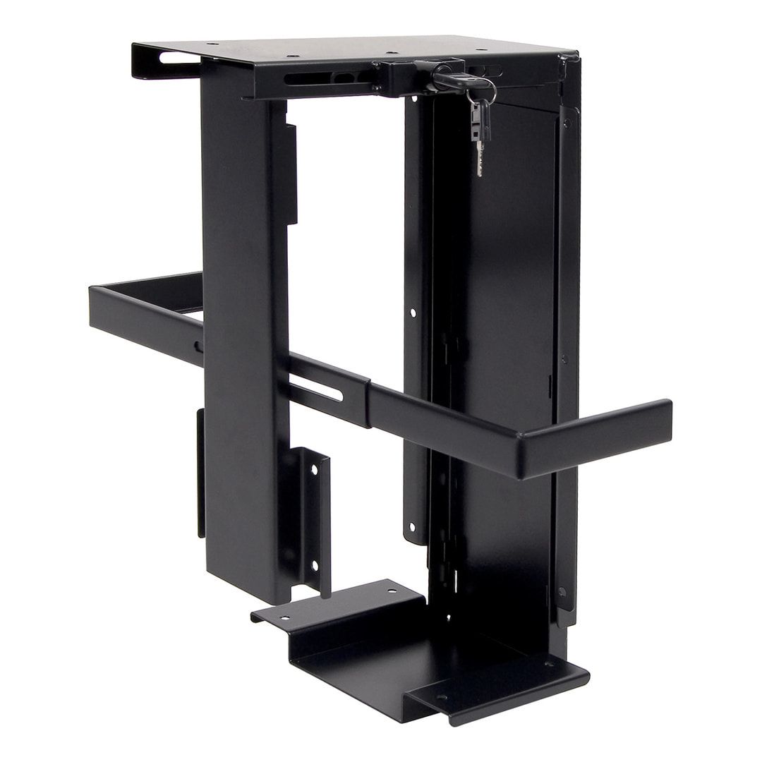 Computerhalterung - diebstahlgeschützt - Computergehäuse-Halterung - PC-Halter - verstellbar - Farbe schwarz - Stahl - 570 x 210 x 490 mm (HxBxT)