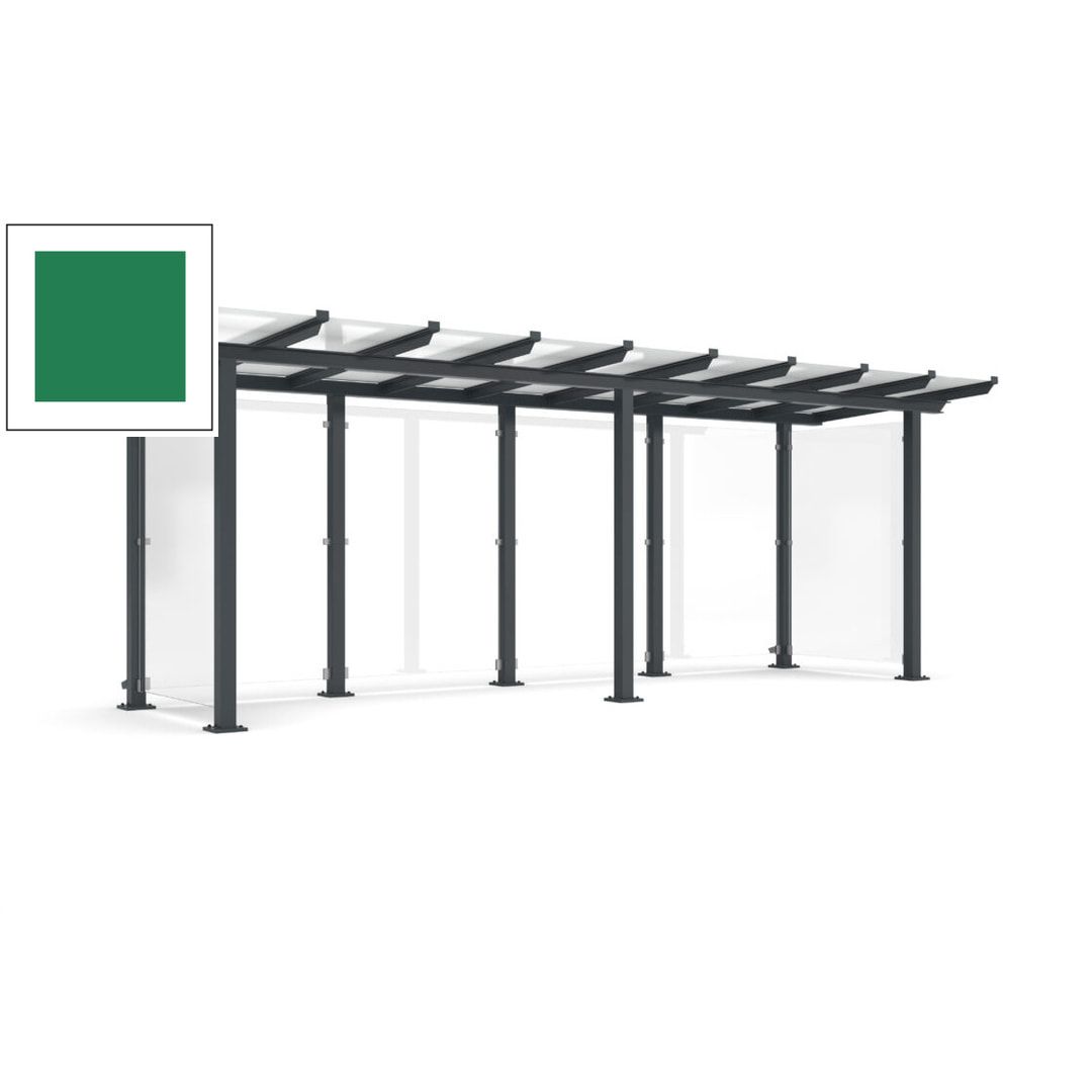 Unterstand mit Pultdach und Sicherheitsglas - feuerverzinkt und farbbeschichtet - 2.435 x 6.850 x 2.090 (HxBxT) - Farbe Achatgrau