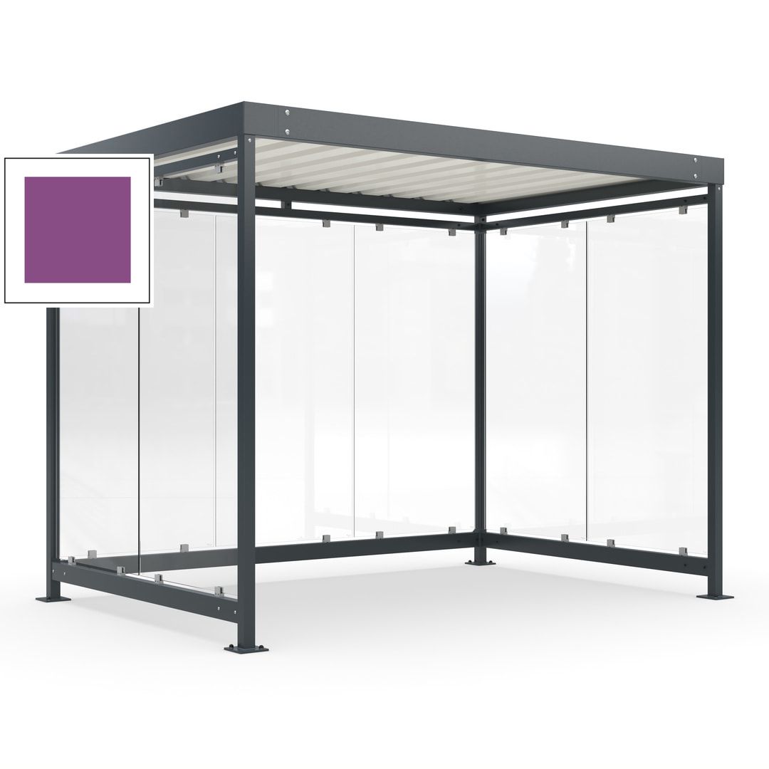 Raucherunterstand, Bausatz, Fahrgastunterstand, Bushaltestelle, 2.510 x 3.180 x 2.165 mm (HxBxT), 7 Wände, Achatgrau