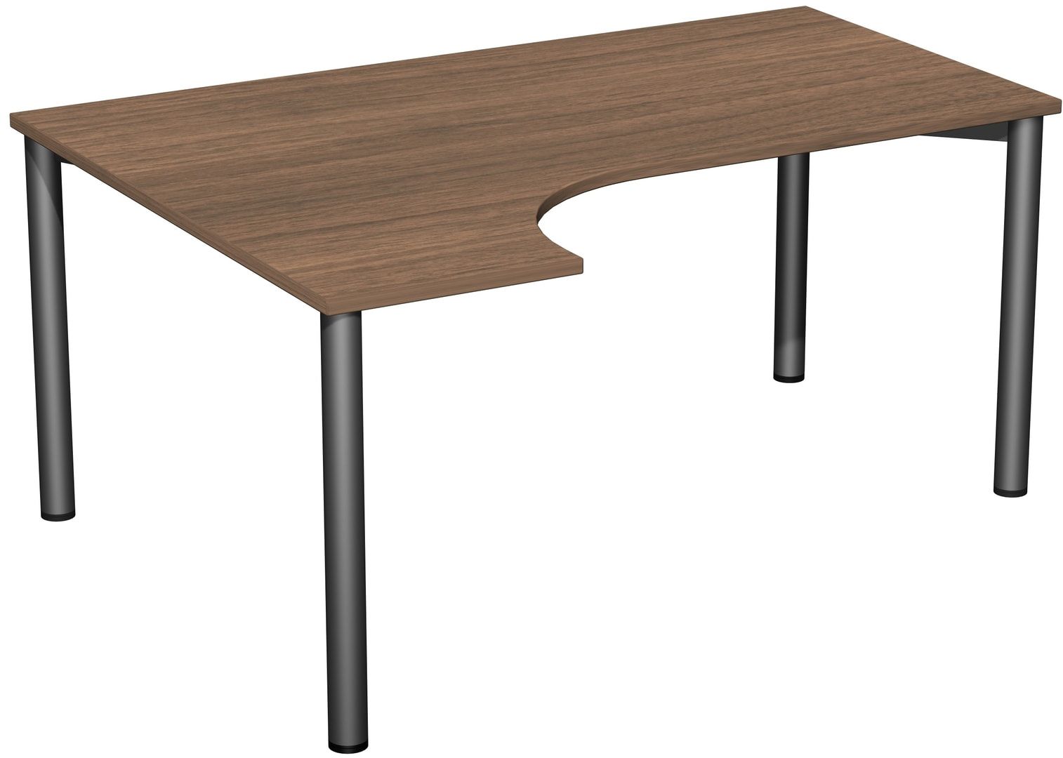 Eckschreibtisch - Ecke links - 4-Fuß Flex - 720 x 1.600 x 1.200 mm (HxBxT) - Gestell anthrazit - Ahorn
