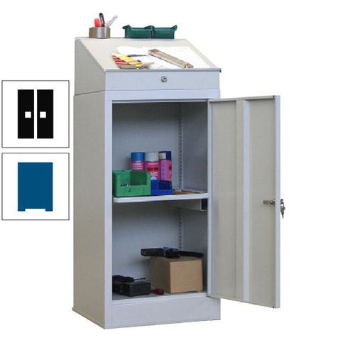 Stehpult mit Schrank - Vollblechtür - Zylinderschloss - 1 Ausziehboden - 1.270x500x500 mm (HxBxT) - anthrazitgrau