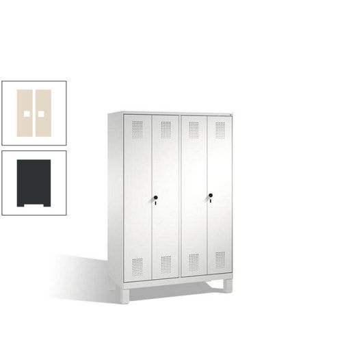 Doppel-Spind, Doppeltüren, Garderobenschrank mit Füßen, 4 Abteile a 300 mm, Korpus anthrazitgrau, Tür anthrazitgrau, 1.850 x 1.200 x 500 mm (HxBxT)