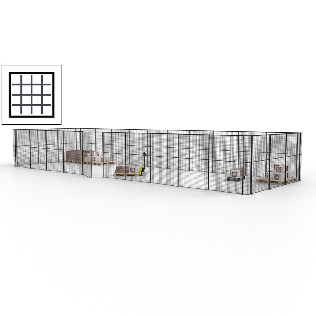 Maschinen Schutzgitter - Hallentrennwand - Sicherheitszaun - Tür - 39 m - 2.200 x 15.400 x 4.900 mm (HxBxT) - enzianblau