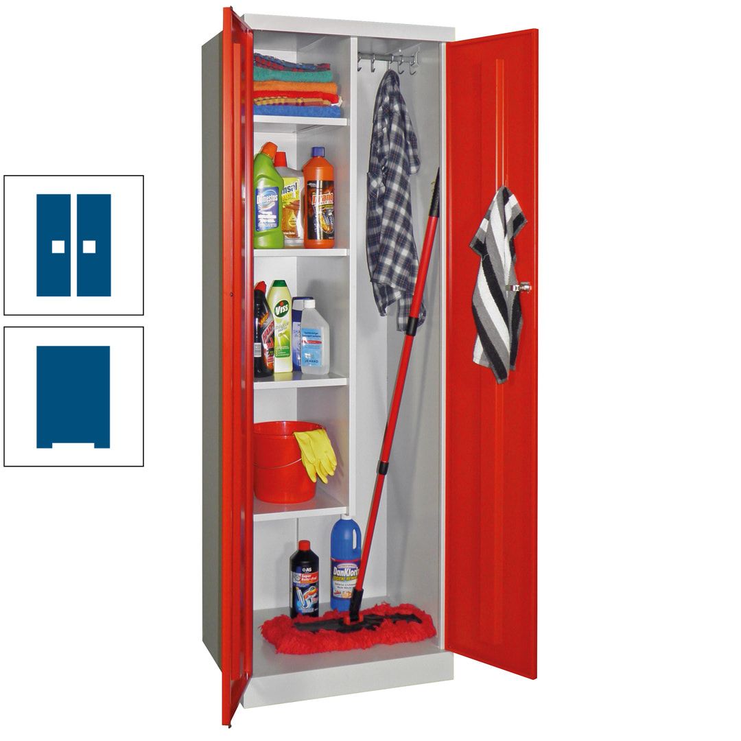 Putzschrank mit Sockel - 1 Abteil mit Trennwand - 1.800x600x500 mm (HxBxT) - Zylinderschloss - anthrazitgrau