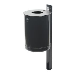 Abfallbehälter mit Pfosten - Edelstahldeckel - 50 l - mit Ascher - Behälterfarbe wählbar