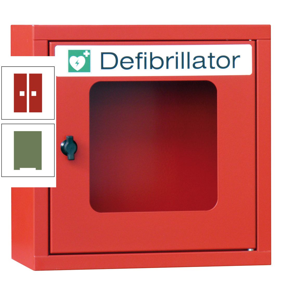 Defibrillatorenschrank - 400 x 400 x 200 mm (HxBxT) - Sichtfenster - anthrazitgrau