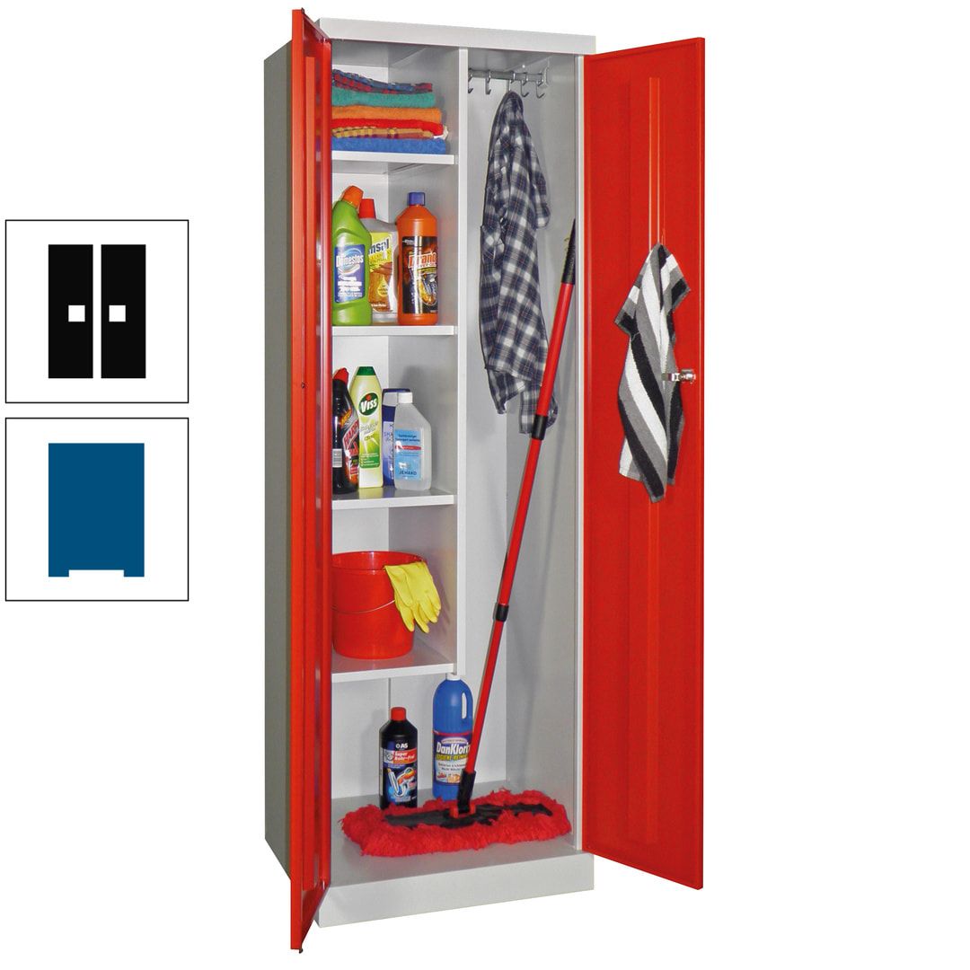 Putzschrank mit Sockel - 1 Abteil mit Trennwand - 1.800x600x500 mm (HxBxT) - Zylinderschloss - anthrazitgrau