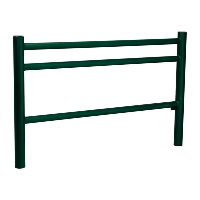 Geländer 3 Stahlrohre - 1.000 x 1.572 mm - Pfosten mit Edelstahlkopf - Farbe enzianblau - Außengeländer Systemgeländer