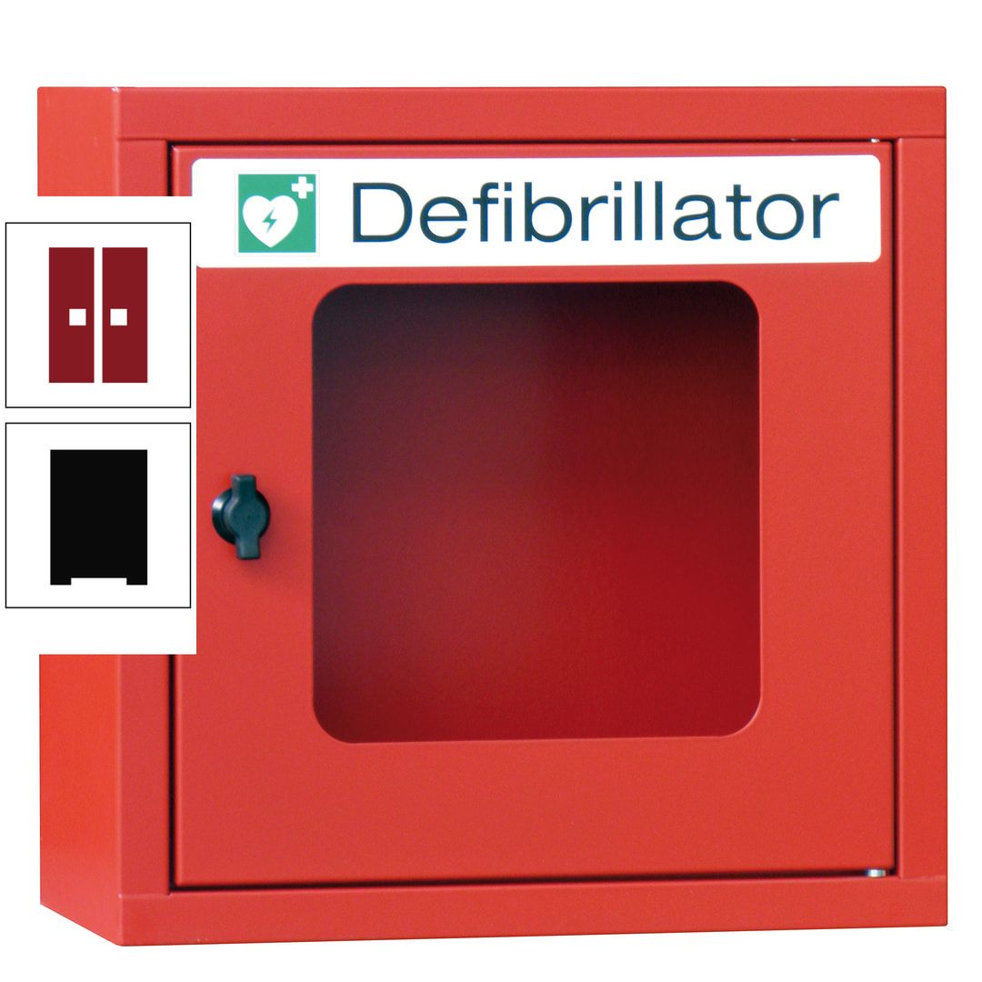 Defibrillatorenschrank - 400 x 400 x 200 mm (HxBxT) - Sichtfenster - anthrazitgrau