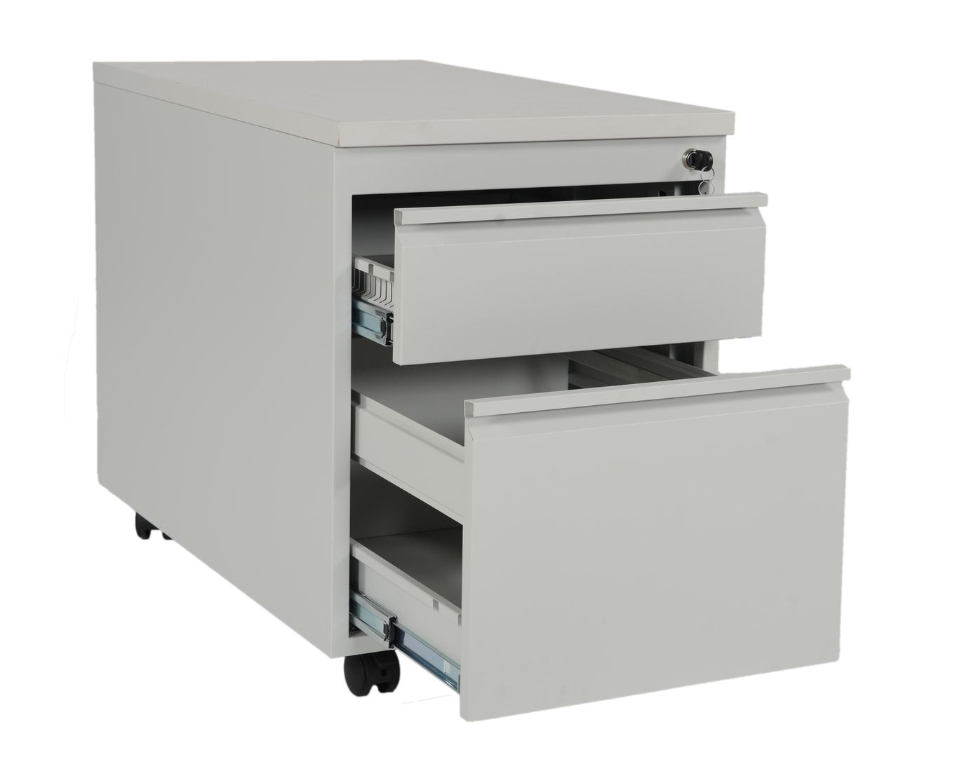 Rollcontainer - Stahl - 2 Schubladen - 620 x 460 x 790 mm (HxBxT) - lichtgrau