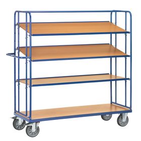 Fetra - Etagenwagen m. Schrägböden - Ladefläche wählbar - Tragkraft 500 kg - Höhe 1.800 mm - 4 Böden