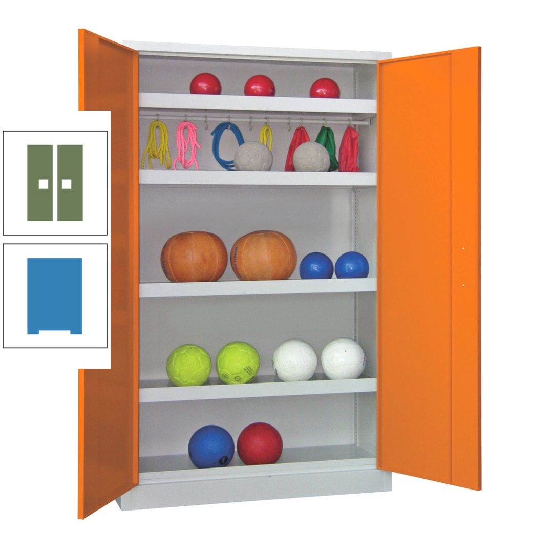 Ballschrank - Vollblechtüren - 4 Böden - 1 Hakenleiste - 1.950x1.200x500 mm (HxBxT) - anthrazitgrau