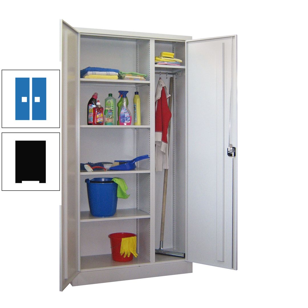 Putzschrank mit Trennwand - 1.950x1.000x400 mm (HxBxT) - Böden pulverbeschichtet - anthrazitgrau