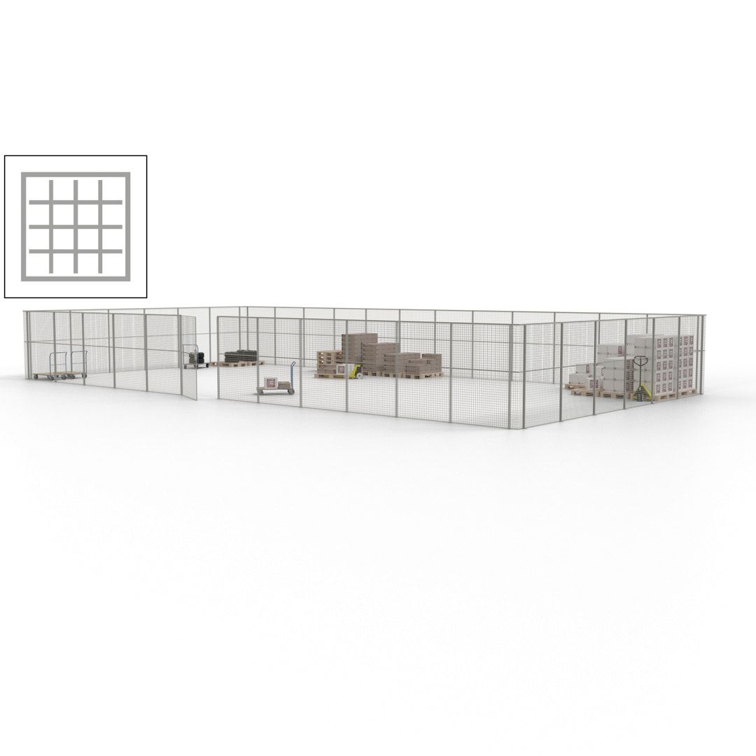 Maschinen Schutzgitter - Hallentrennwand - Sicherheitszaun - Tür - 54 m - 2.200 x 18.400 x 9.400 mm (HxBxT) - enzianblau
