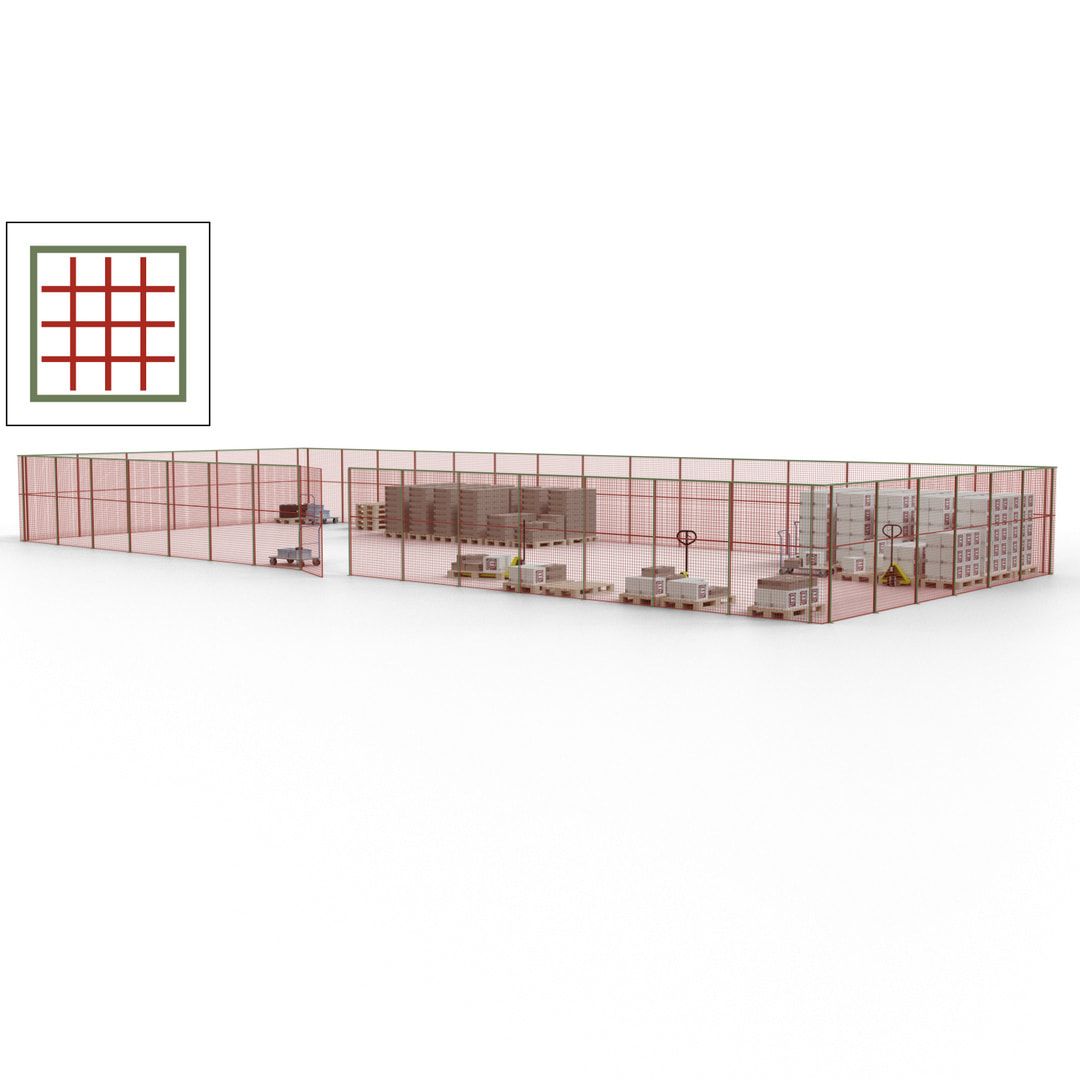 Maschinen Schutzgitter - Hallentrennwand - Sicherheitszaun - Tür - 63 m - 2.200 x 22.900 x 9.400 mm (HxBxT) - enzianblau