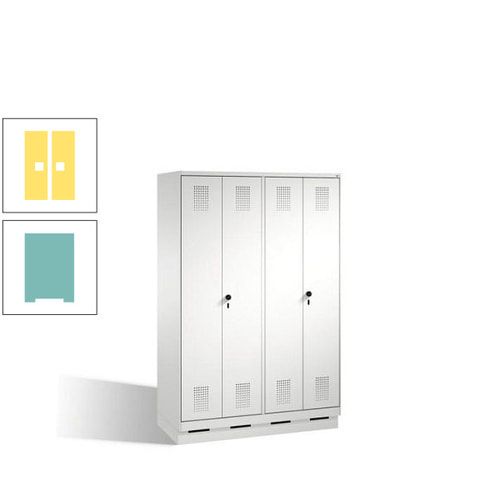 Doppel-Spind, Doppeltüren, Garderobenschrank mit Sockel, 4 Abteile a 300 mm, Korpus anthrazitgrau, Tür anthrazitgrau, 1.800 x 1.200 x 500 mm (HxBxT)