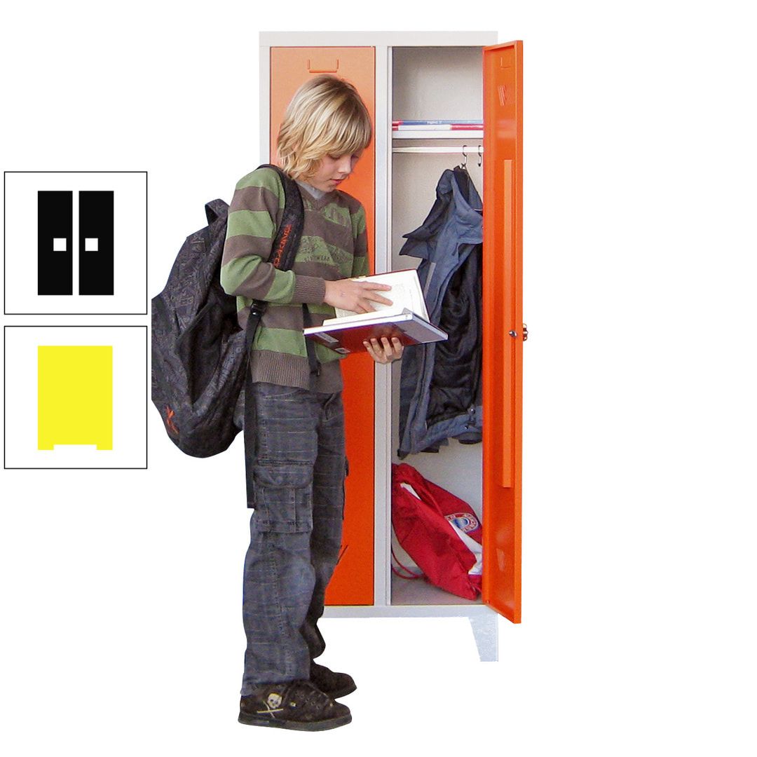 Spindschrank f. Schulen - mit Füßen - Höhe 1.600 mm - 3 Abteile a 300 mm - Drehriegel - anthrazitgrau