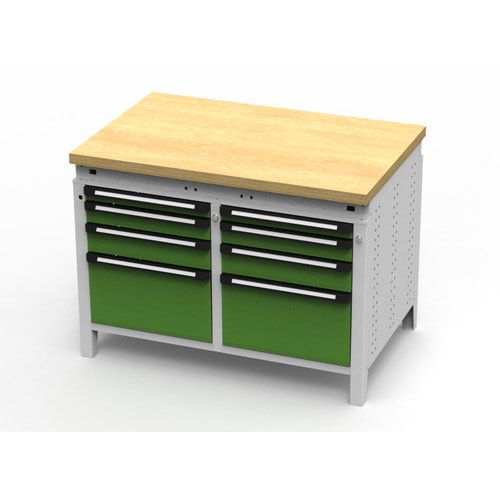 OTTOKIND Werkbank - bündige Arbeitsplatte - 850 x 1.150 x 750 mm (HxBxT) - 8 Schubladen - lichtgrau