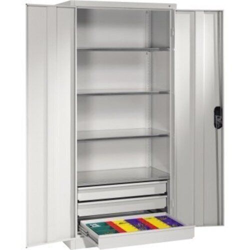 C+P Großraum Werkzeugschrank, Maschinenschrank, 4 Fachböden, 3 Schubladen unten, Farbe lichtgrau, 1.950 x 930 x 500 (HxBxT)