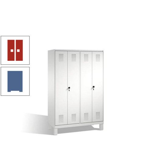 Doppel-Spind, Doppeltüren, Garderobenschrank mit Füßen, 4 Abteile a 300 mm, Korpus anthrazitgrau, Tür anthrazitgrau, 1.850 x 1.200 x 500 mm (HxBxT)