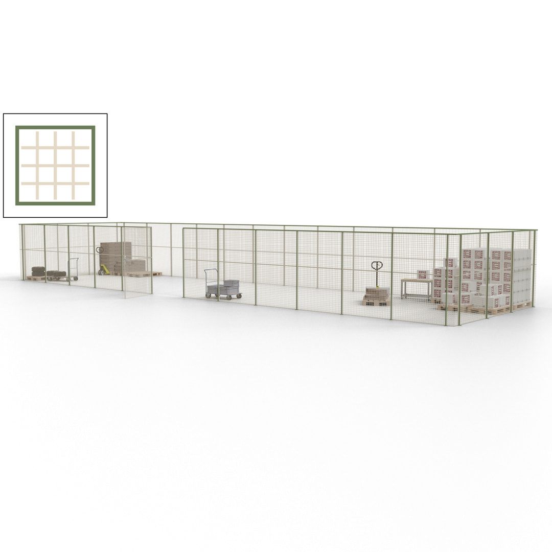 Maschinen Schutzgitter - Hallentrennwand - Sicherheitszaun - Tür - 45 m - 2.200 x 18.400 x 4.900 mm (HxBxT) - enzianblau