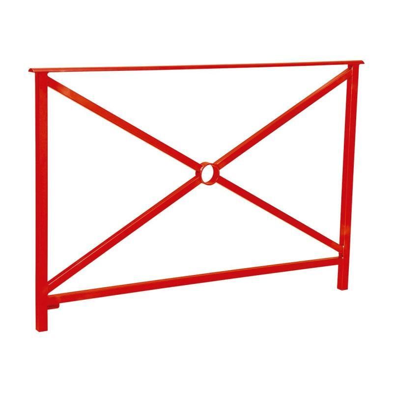 Geländer Kreuz und Kreis - 1.000 x 1.500 mm - flacher Handlauf - Farbe enzianblau - Außengeländer Systemgeländer