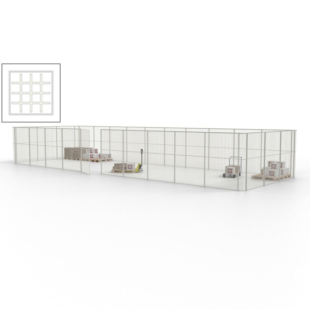 Maschinen Schutzgitter - Hallentrennwand - Sicherheitszaun - Tür - 39 m - 2.200 x 15.400 x 4.900 mm (HxBxT) - enzianblau