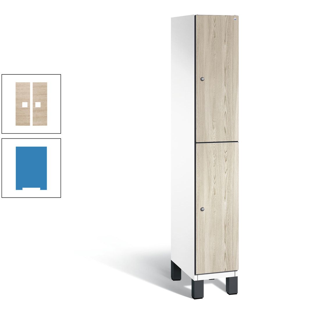 Fächerschrank, Garderobenschrank, mit Füßen, 1 Abteile, 1.980 x 300 x 525 mm (HxBxT), Korpus anthrazitgrau, Tür Donau-Ahorn