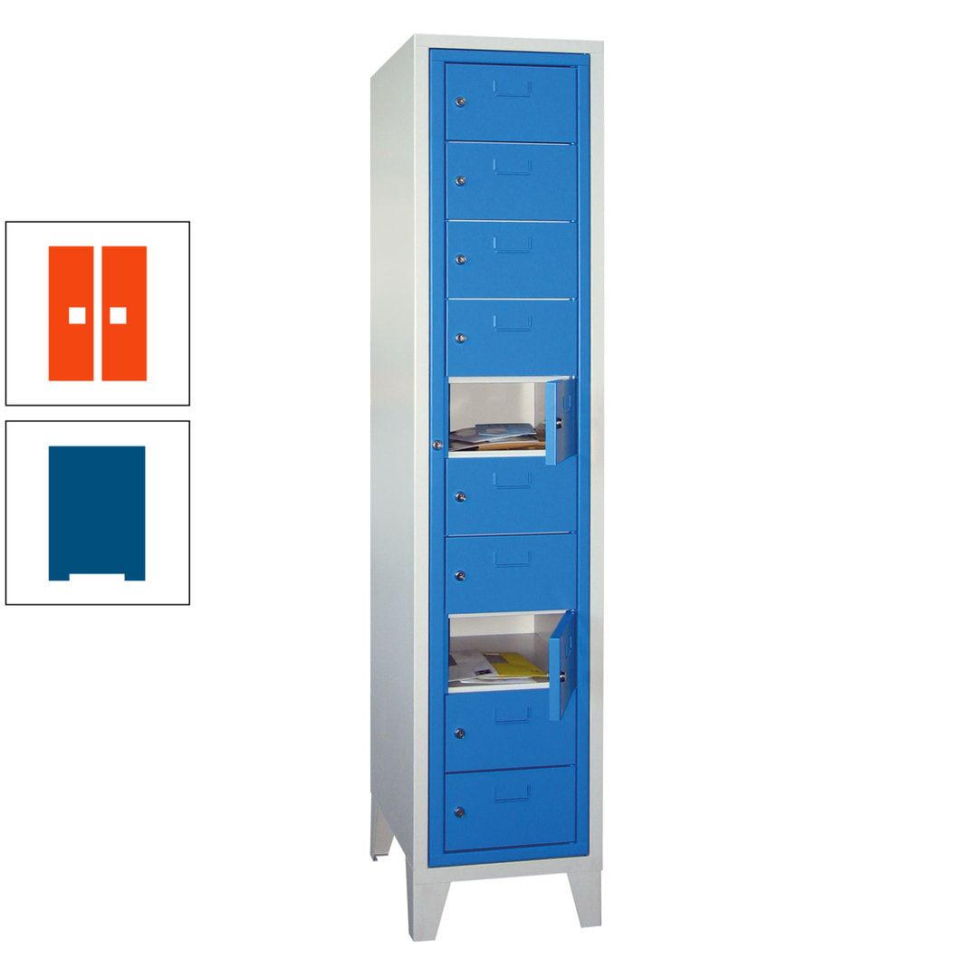 Schließfachschrank - Wäscheausgabeschrank - 10 Fächer a 315 mm - 1.850x400x500 mm (HxBxT) - Füße - Zylinderschloss - anthrazitgrau