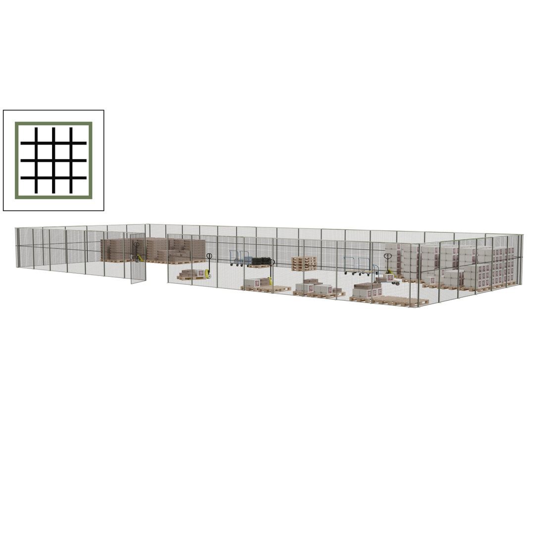 Maschinen Schutzgitter - Hallentrennwand - Sicherheitszaun - Tür - 66 m - 2.200 x 24.400 x 9.400 mm (HxBxT) - enzianblau
