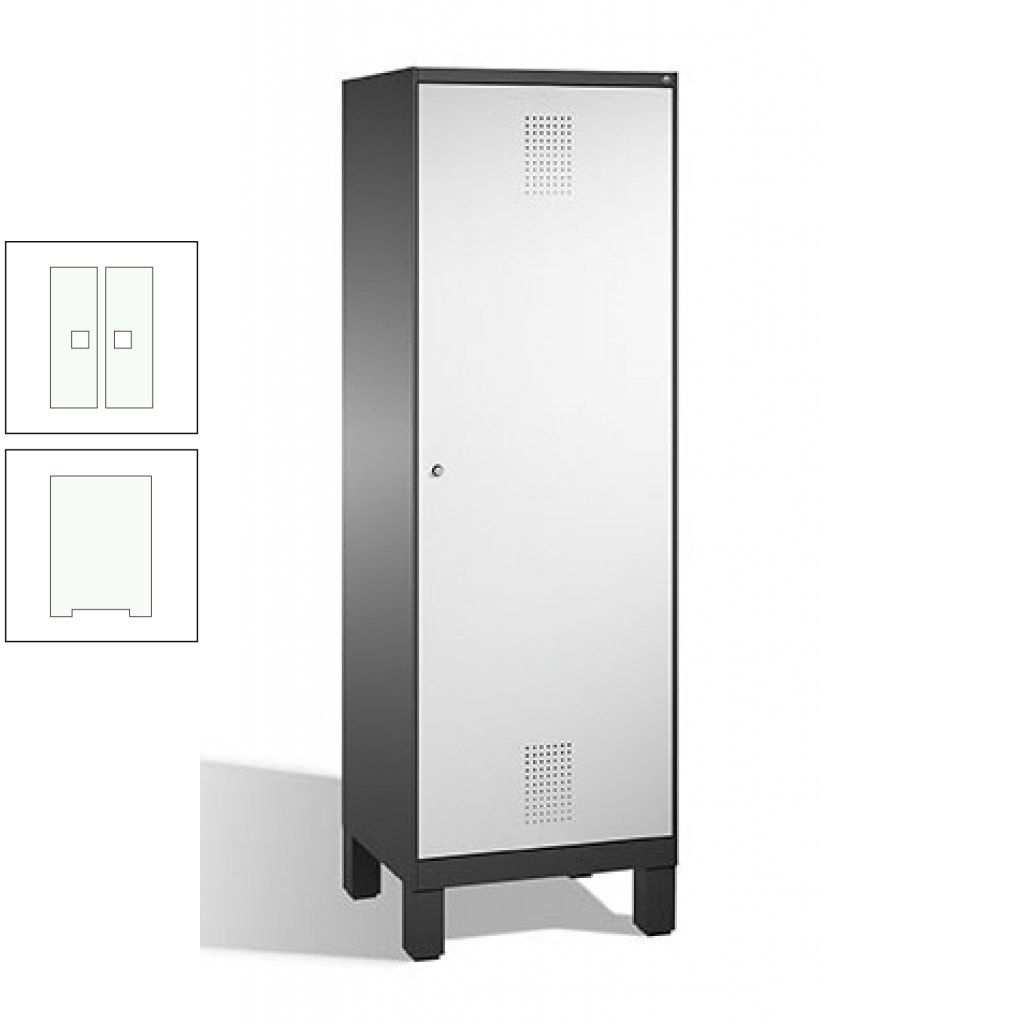 Doppel-Spind, Garderobenschrank, 1 Tür für 2 Abteile a 300 mm, Korpus anthrazitgrau, Türen anthrazitgrau, 1.850 x 600 x 500 mm (HxBxT)