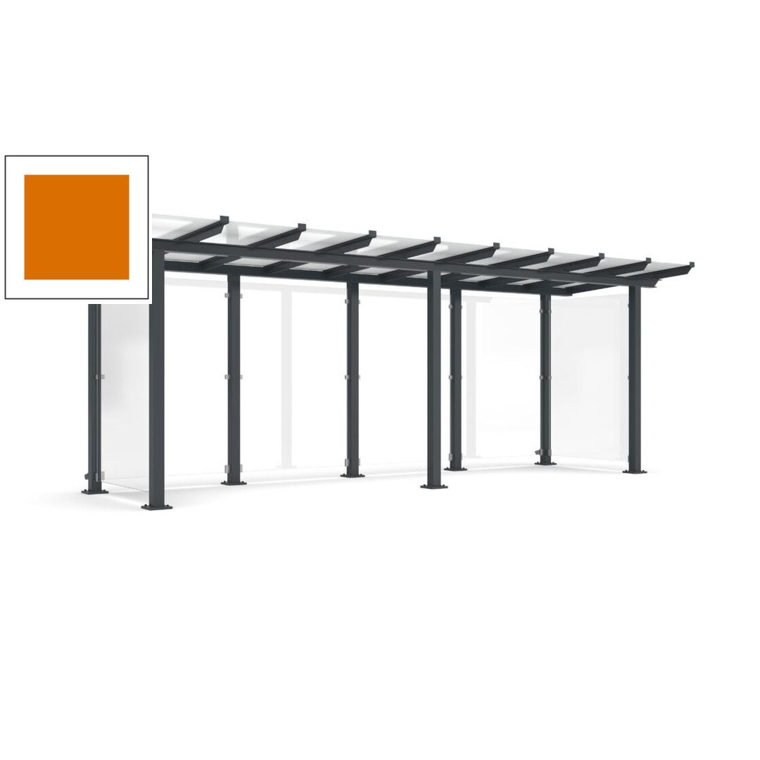 Unterstand mit Pultdach und Sicherheitsglas - feuerverzinkt und farbbeschichtet - 2.435 x 6.850 x 2.090 (HxBxT) - Farbe Achatgrau